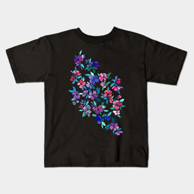 Southern Summer Floral - navy + colors Kids T-Shirt by micklyn